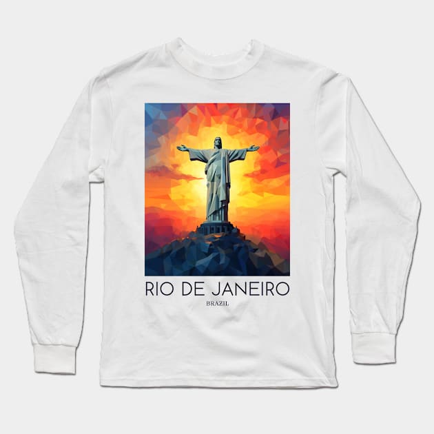 A Pop Art Travel Print of Rio de Janeiro - Brazil Long Sleeve T-Shirt by Studio Red Koala